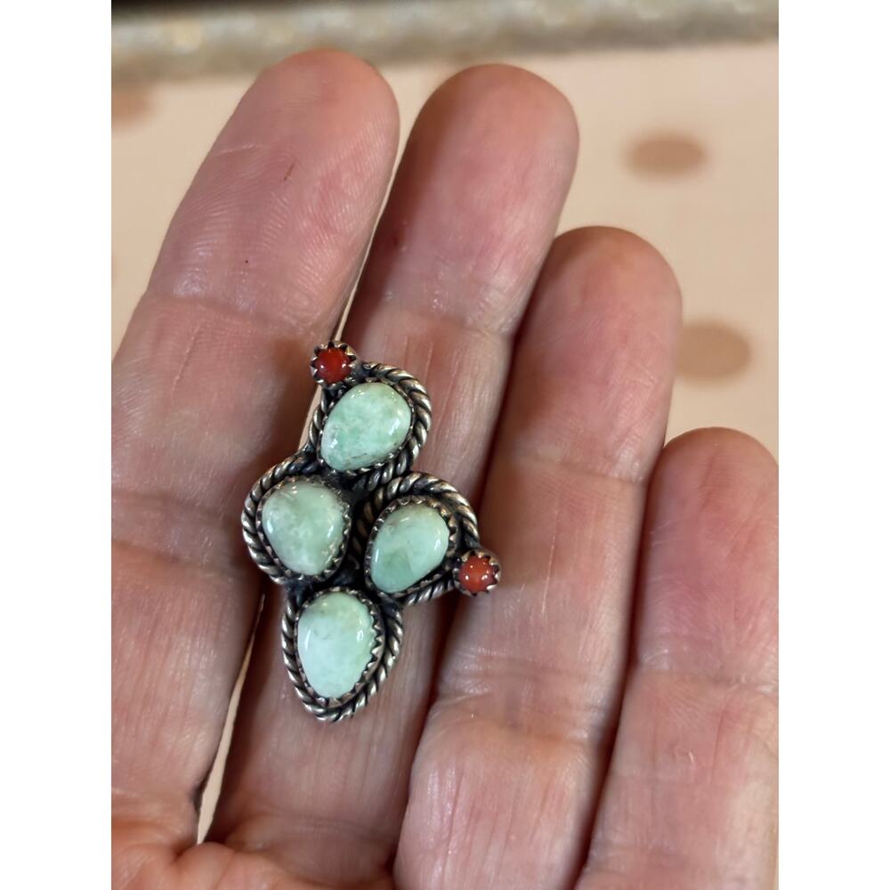 Paloma Turquoise Cactus Ring in Sterling Silver Adjustable - Picture 9 of 10